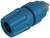 Blue, cylindrical adapter with a ribbed surface, presumably for technical or mechanical applications.