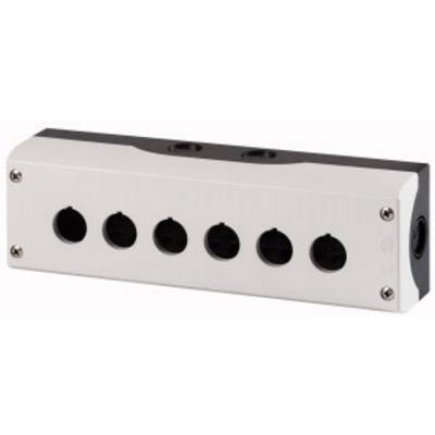 Silver rectangular device with six round openings. Possibly a power socket or connection station.