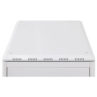 A plain, white metal enclosure with ventilation openings and screws at the corners, likely part of a technical device.