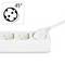 Three-way socket with a white cable plugged into one of the sockets. Symbol indicates rotatable sockets at a 45-degree angle.