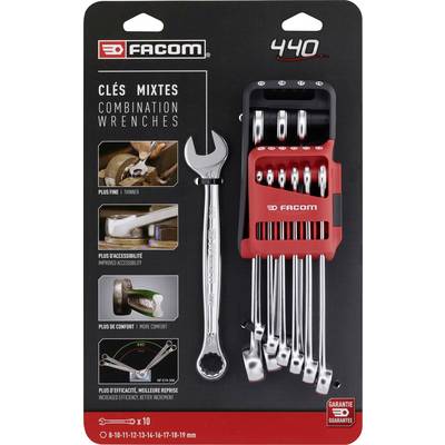 Facom 440.JP10PB Crowfoot wrench set 9-piece Spanner size (metric) 8 - 19 mm