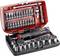 An opened toolbox with various screwdriver bits and socket wrenches, suitable for craftwork and repair tasks.