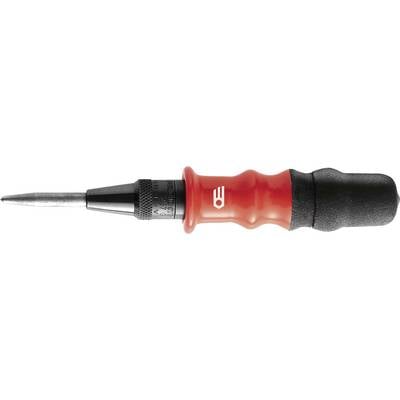 A red automatic marker with a black tip and handle, suitable for marking points on metal surfaces.