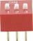 Red DIP switch with three white toggle switches, numbered 1 to 3, in the 'ON' position. Used in electrical circuits.