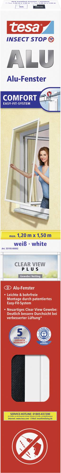 tesa ALU COMFORT 55195-00002-00 Fly screen (W x H) 1200 mm x 1500 mm White 1 pc(s)