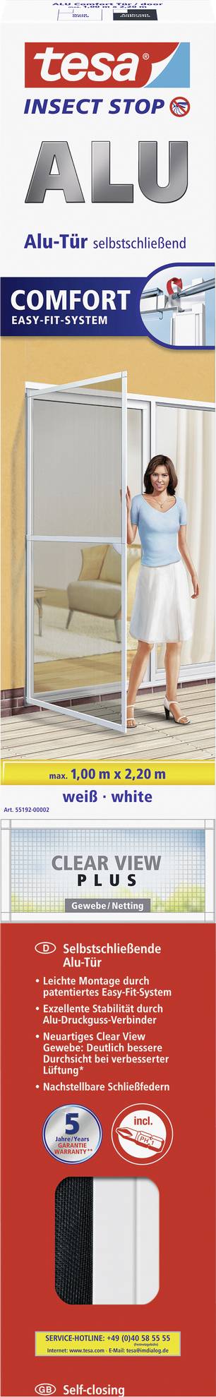 Image of tesa ALU COMFORT 55192-00002-00 Door insect netting (W x H) 1000 mm x 2200 mm White 1 pc(s)