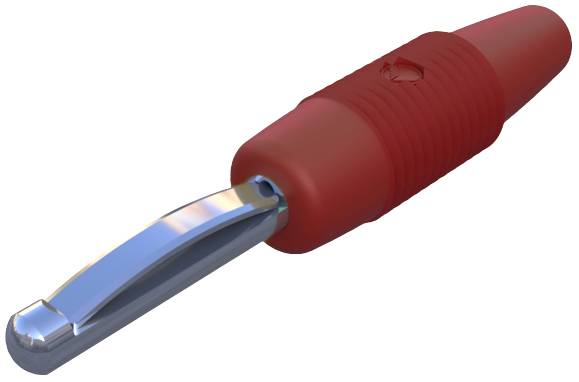 Red safety peeler with silver blade, primarily used for peeling vegetables, on a white background.