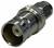 A silver BNC connector, commonly used for coaxial cables and signal transmission, shows the cylindrical form and metal casing.