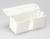 White, rectangular plastic box with an open lid and two internal compartments. It looks like a storage box for small items.