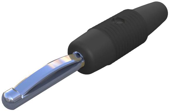 A black screw connection sleeve with a silver-coloured metal clip. Suitable for industrial or technical applications.