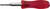 Red screwdriver with a textured handle and metal tip, positioned horizontally.