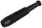 Black, sturdy handle of a tool with a ribbed surface and a circular opening at the end.