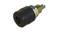 A cylindrical metal plug with a black plastic cap. It has a thread at the end that allows installation in devices.