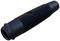 Black ribbed casing, cylindrical in shape, potentially suitable for cable protection or sealing, displays side textural details.
