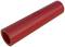 A red plastic pipe in a cylindrical shape, which is uniformly coloured. It has a smooth surface and is hollow inside.