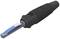 A black hand tool with a metallic hook at one end; it has a textured grip surface for better hold.