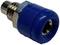 A blue pneumatic connector with metal threading, used for connecting hoses in compressed air systems.