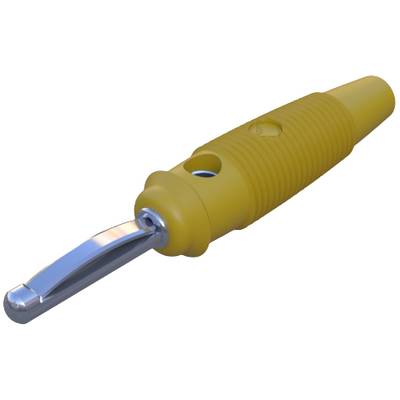 A yellow potato peeler with a metal blade and ergonomic handle, designed to make peeling easier.