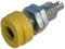 A yellow pneumatic air valve with metal fittings, used for pressure regulation in pneumatic systems.