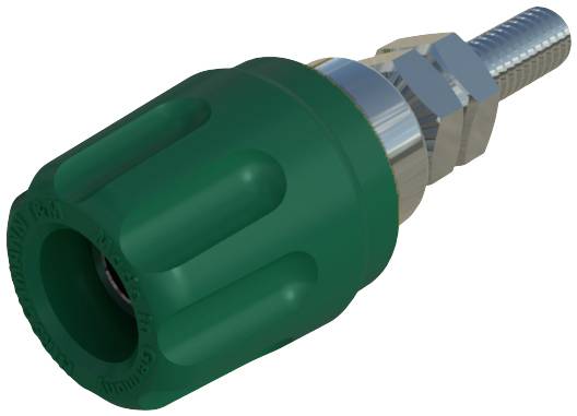 Green adaptor plug with ribbed grip and threaded connection, suitable for high-pressure connections in technical applications.