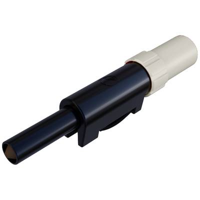 A black, cylindrical connector with a beige plastic housing, possibly for electrical or hydraulic connections.