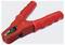 A red battery clamp with textured handles and metal teeth, used for connecting to a car battery, is shown against a plain background.