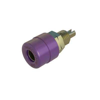 A purple and golden metal component, possibly a connection part, with a cylindrical shape and visible threaded elements.