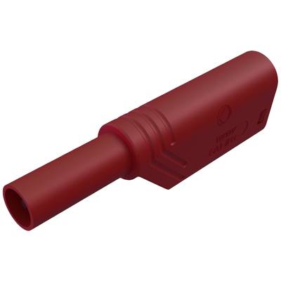 Red electrical plug, cylindrical in shape, with an insulated surface, suitable for wiring and industrial applications.