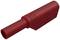 Red electrical plug, cylindrical in shape, with an insulated surface, suitable for wiring and industrial applications.