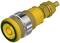 A yellow, cylindrical machine component with metal threading and green sealing rubber, commonly used in hydraulic systems.