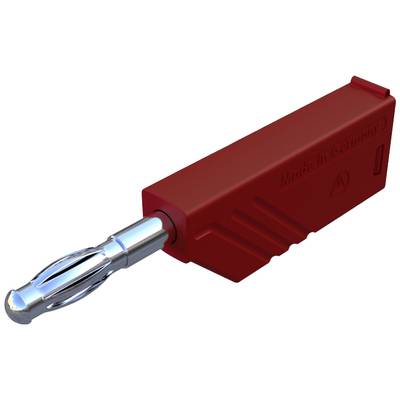 Red electronic component with silver plug, inscription 'Made in Germany'.
