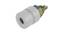 A plastic and metal adapter for water pipes, cylindrical, with a straight, metallic connecting piece.