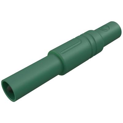 Green plastic rod with grooves, possibly a connecting element or adapter.