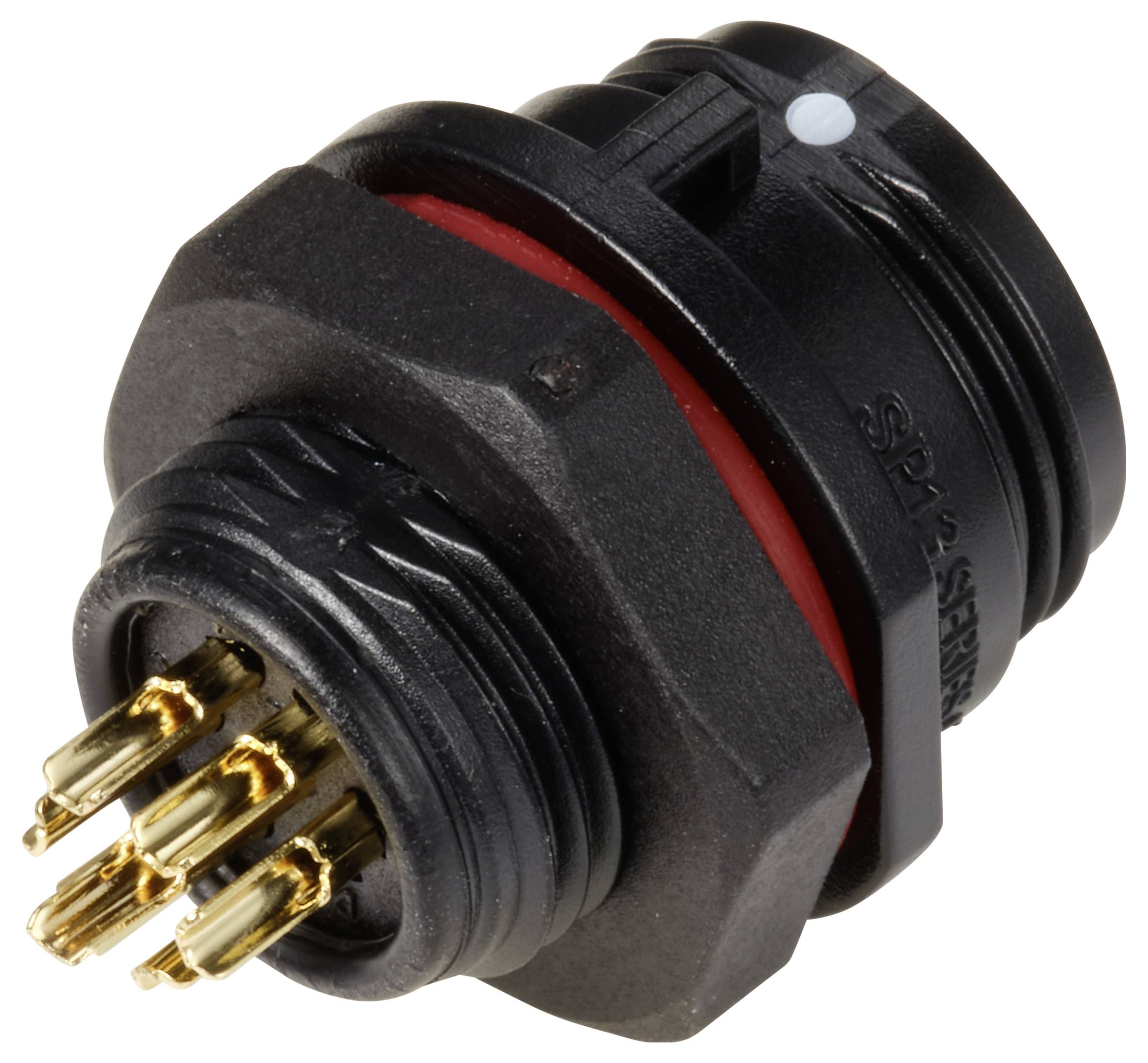 Weipu SP1312 / S 7 Bullet connector Socket, built-in Total number of pins: 7 Series (round connectors): SP13 1 pc(s)-1