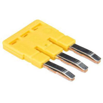 'Yellow flat connector with three metal pins, typically used for electronic connections or devices.'