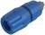 Blue high-pressure water jet nozzle with ridged surface and metal pin. Suitable for industrial cleaning applications.