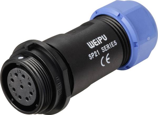 Weipu SP2111 / S 9 II Bullet connector Socket, straight Total number of pins: 9 Series (round connectors): SP21 1 pc(s)