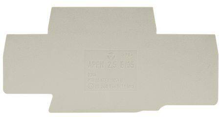 Beige partition for terminal blocks, model 'APEN 2.5 E/35', used for secure separation between electrical circuits.