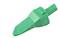 A green, wedge-shaped plastic component that resembles a plug. It has a narrow tip at the front and a wider section at the back.