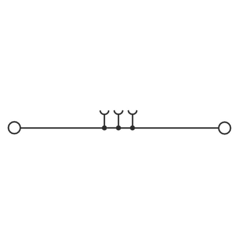 Quantum Circuit: Links quantum bits with three control gates, ends on the right in measurement device display.