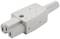 A grey electrical plug with a rectangular shape and slots at one end. Suitable for high-temperature applications.