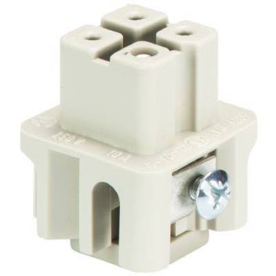 A cream-coloured ceramic lamp base with a screw connection and square shape. This base is commonly used in lamps.