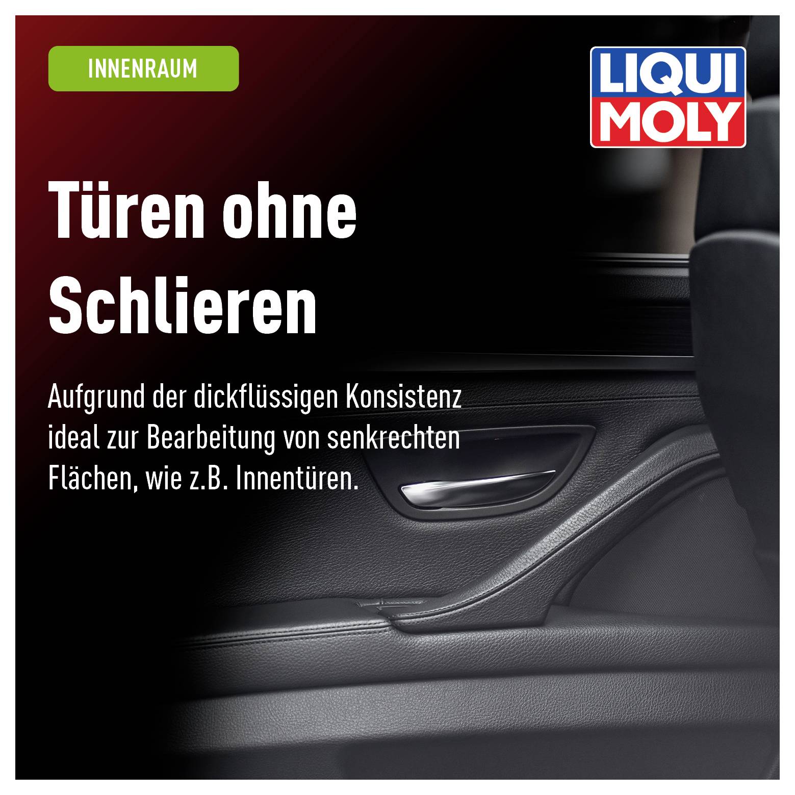 'Slogan: Doors without Streaks. Ideal for Vertical Surfaces such as Interior Doors.'