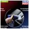 A hand cleans a car interior surface with a blue cloth and a care product. Text: 'Care & Protection', 'Suppleness & Elasticity'.