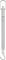 A silver-coloured spring balance with hook and scale in Newtons for measuring gravitational force.