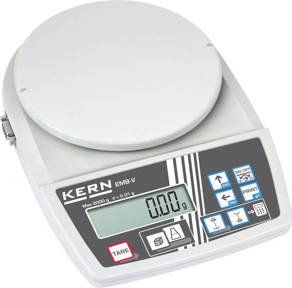 Kern EMB20002V Classroom scales EMB 2000-2V Weight range 2 kg Readability 0.01 g via PSU White