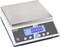 Digital scales with a rectangular stainless steel platform and illuminated display showing '0.000 kg'.