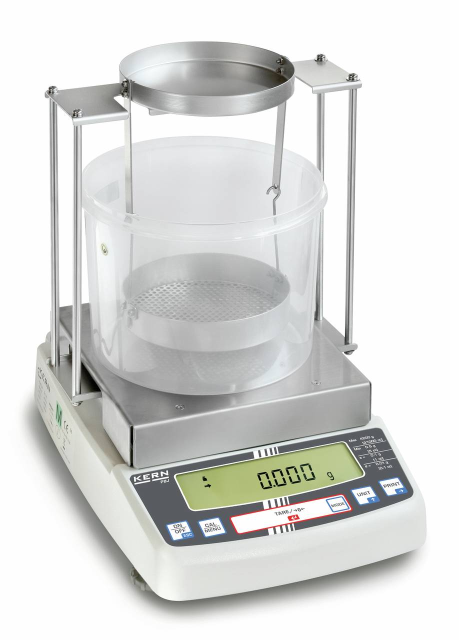 Electronic weighing scales with LCD display, showing '0.000', suitable for precise measurements. Platform scale with measuring cup on top.