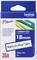 P-Touch Label Tape Cassette, laminated, 18 mm, black on clear, compatible with Brother devices.
