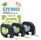Three DYMO Letratag label refill packs in White, Yellow and Metallic, positioned in front of packaging labelled '3 Labels'.